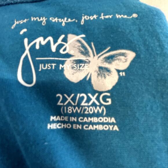 Just My Size JMS size 2xl Women's top sleeveless bling  teal blouse - Picture 6 of 7